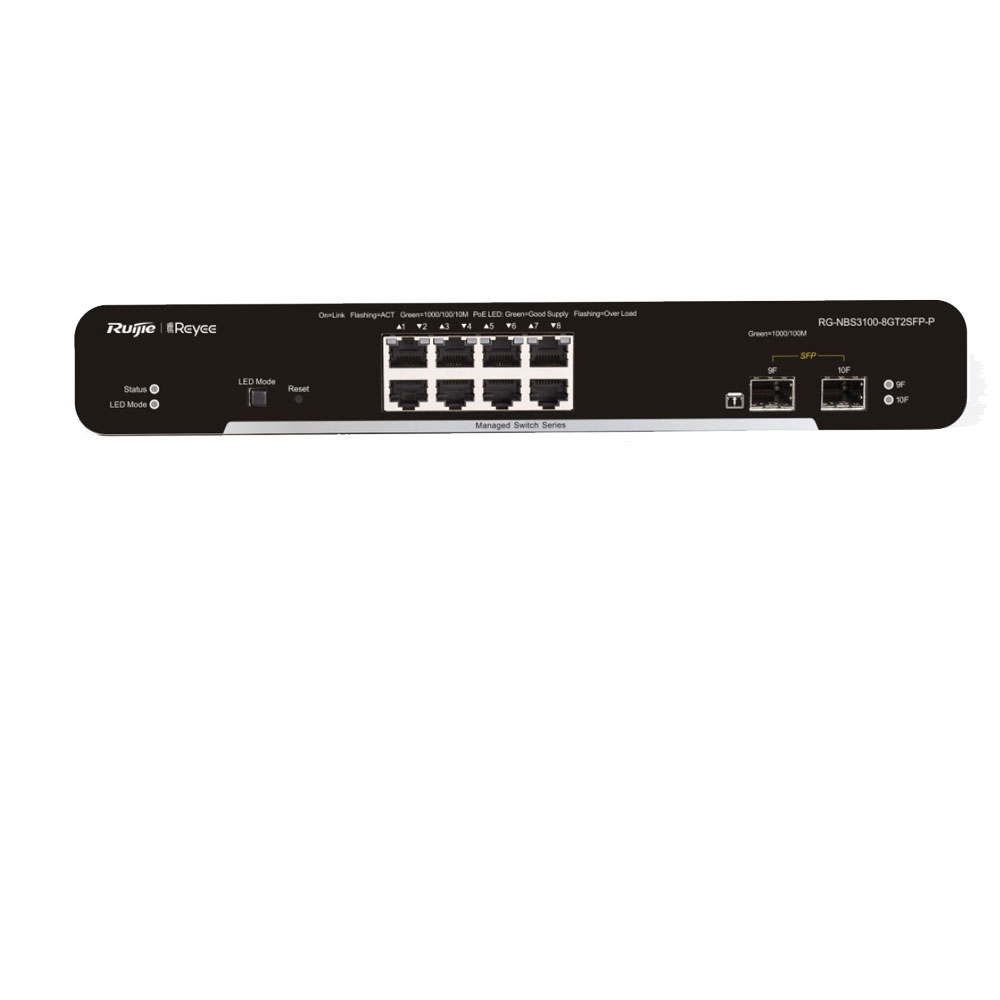 Ruijie RG-NBS3100-8GT2SFP-P, 10-Port Gigabit Layer 2 Cloud Managed PoE Switch