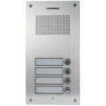 Commax DR-4UM - calling audio panel for 4 subscribers .Communication line: 3 common wires + 1 to each DP-SS OR DP-ML .Metal buttons, the backlight of the label with the name of the subscriber .Flush mount .not included power