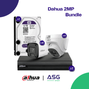 ASG Smart Dahua 2MP Security Camera Kit 8camera, XVR1B016-I - Complete Surveillance Bundle with HDD WD 2TB Storage